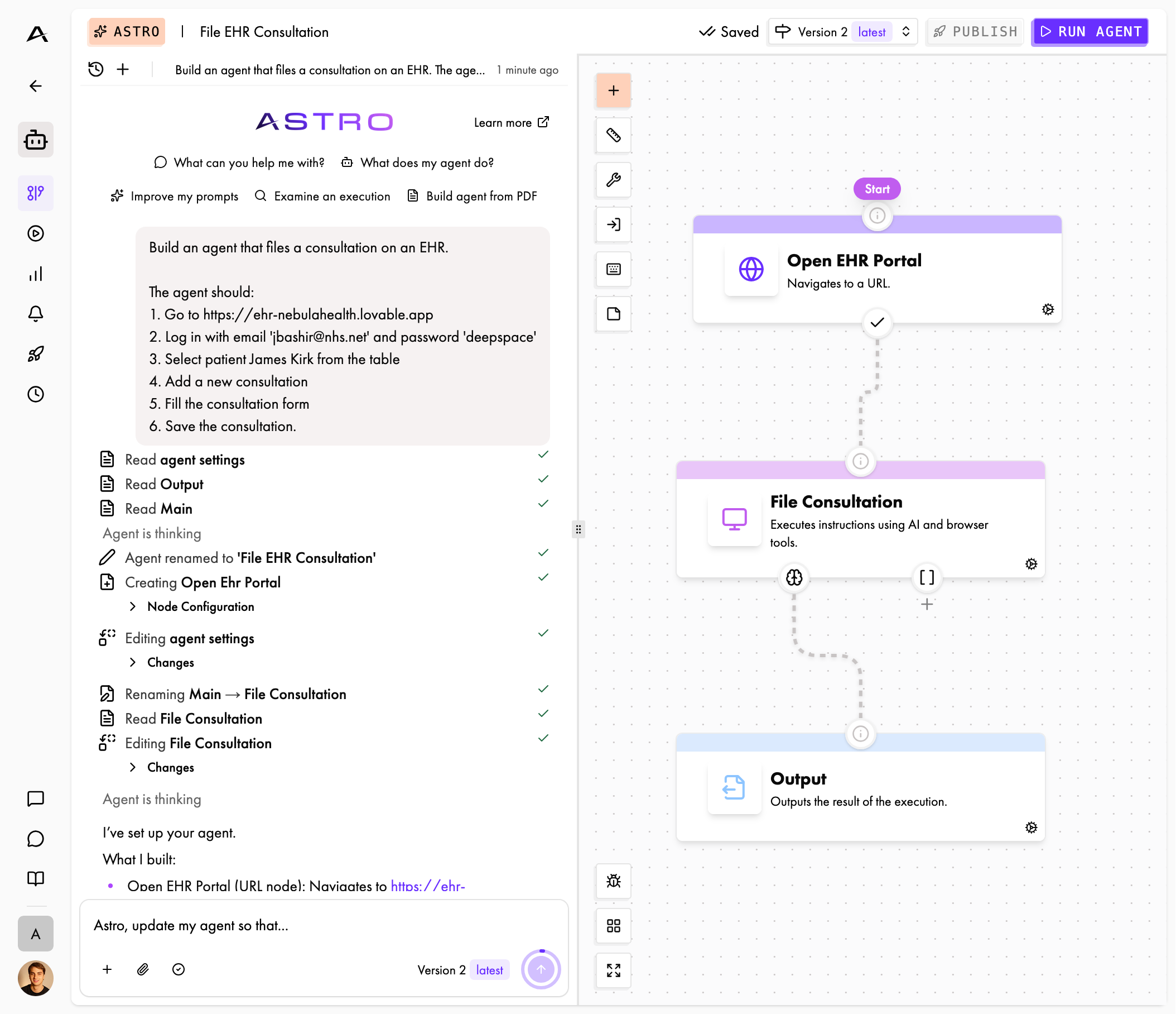 Astro building an agent